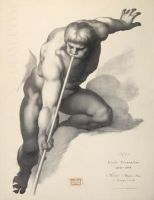 Angel Blowing a Trumpet after Michelangelo Lithograph for Cours de dessin
