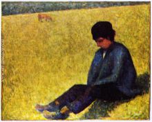 On a meadow sitting boy
