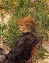 Red Haired Woman Seated in the Garden of M Forest