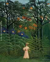 Woman Walking in an Exotic Forest