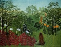 Tropical Forest with Apes and Snake