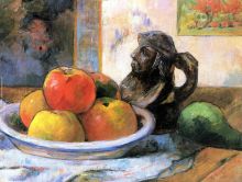 Still life with apples pear and jug