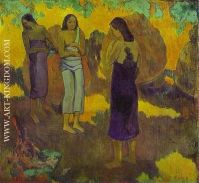 Three Tahitian Women against a Yellow Background