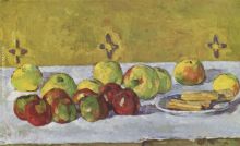 Still life with apples and biskuits