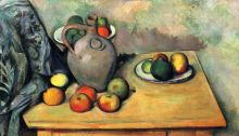 Still life jug and fruits on a table