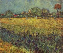 View of Arles with Irises in the Foreground