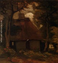 Cottage and Peasant Woman under the Trees