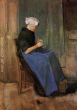 Young Scheveningen Woman Knitting