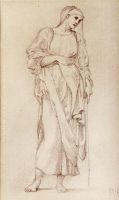 Study Of A Standing Female Figure Holding A Staff