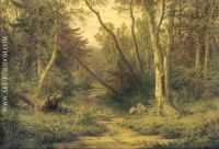 Woodland scenery with herons