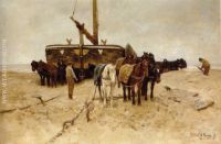 Anton Mauve Fishing boat on the beach