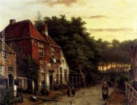 Figures In A Dutch Street at dawn