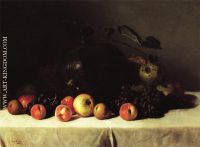 Still Life with Watermelon Grapes and Apples