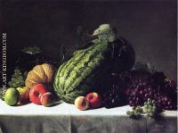 Still Life with Watermelon Cantaloupe and Grapes