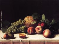 Still Life with Cantaloupe Peaches and Grapes