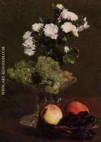 Still Life Chrysanthemums and Grapes