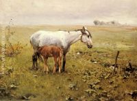 A Mare and her Foal in a Landscape