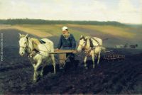 Ploughman Lev Nikolayevich Tolstoy in the ploughland