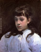 Young Girl Wearing a White Muslin Blouse