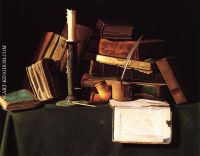 Still Life with Candle Pipe and Books