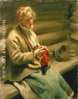 Girl from Dalecarlia knitting