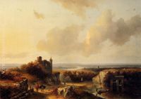 Landscape With Travellers On A Path And A Castle In Ruins In The Distance