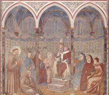 The sermon in front of the St Francis Pope Honorius III