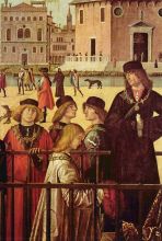 Vittore Carpaccio The arrival of the British envoy at the court of King Brittany detail