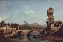 Capriccio Veneto river bridge and medieval town gate