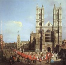 London Westminster Abbey with a Procession of Knights of the Bath