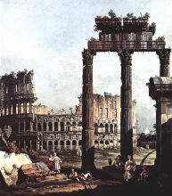 Capriccio Romano Colosseum ruins and Vespasian Temple