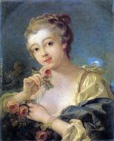 Young Woman with a Bouquet of Roses