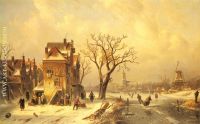 Skaters in a Frozen Winter Landscape