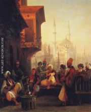 Coffee house by the Ortak y Mosque in Constantinople