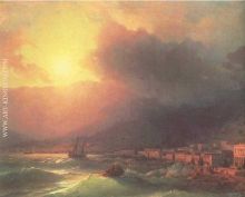 View of Yalta on evening