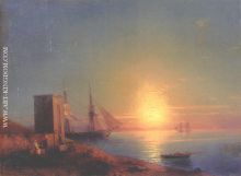 Figures In A Coastal Landscape At Sunset