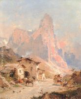 Figures in a Village in the Dolomites