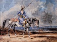 A Turkish Man on a Grey Horse