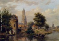 View Of A Riverside Dutch Town