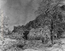 John Constable Arundel Mill and Castle drawing 