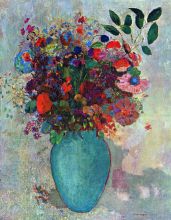 Flowers in a Turquoise Vase