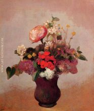 Flowers in a Brown Vase