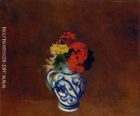 Flowers in a Vase with Blue Decoration