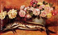 Still life with flowers and fish