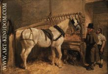 A St Giles Cab Horse in a Stable with Grooms