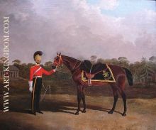 Robert Knox with his Charger 6th Dragoon Guards Caribineers