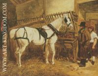 St Giles Grey Coach Horse in Stable with Grooms