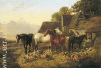 Horses And Pigs By Trough 1864