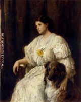 Portrait-of-a-lady-with-her-collie-seated-three-quarter-length