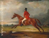 Major Healey Wearing Raby Hunt Uniform Riding with the Sedgefield Hunt